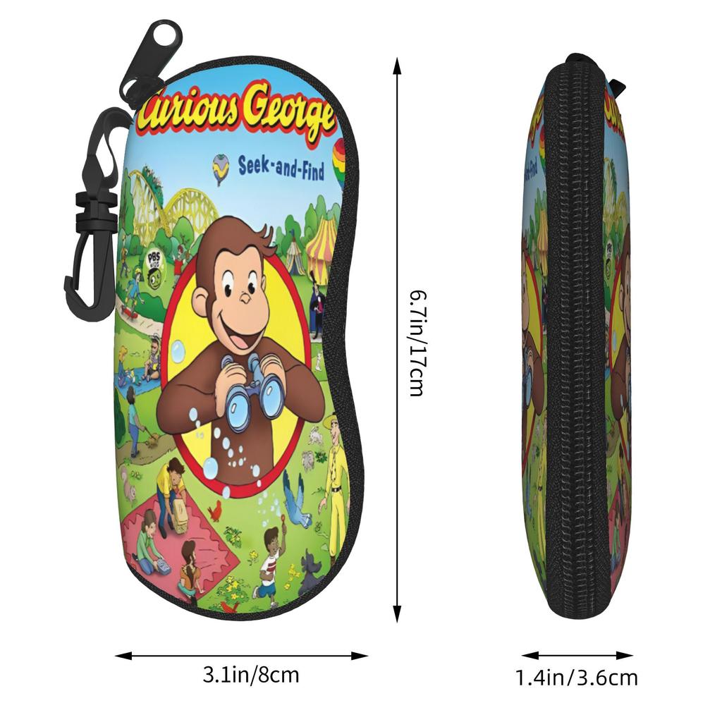 Lovely Curious George African monkey Anime Glasses Case Waterproof Box Sunglasses Storage Box Anti-Pressure Glasses Box