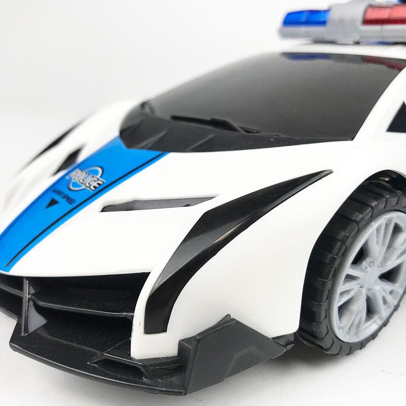 Electric Rotating Police Car Toy with Sound, Light, and Deforming Stunt Features