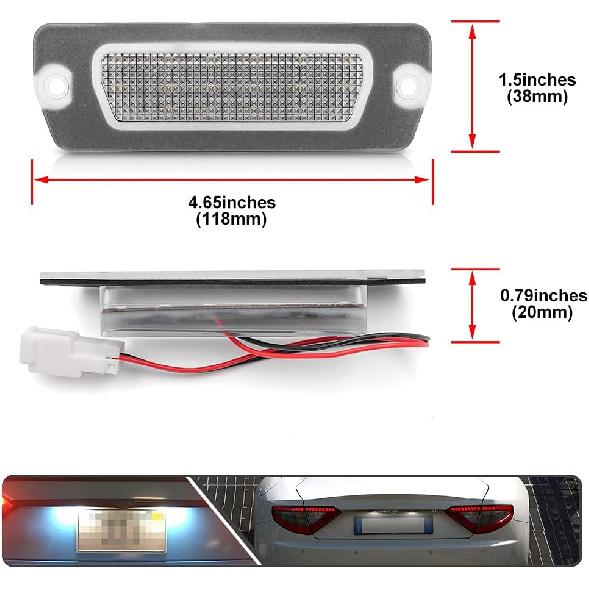 2Pcs LED License Plate Lights Number Lamp for Maserati Coupe 4200 4200 GT GranTurismo GranCabrio Powered by High Power SMD Xenon White LED Error Free
