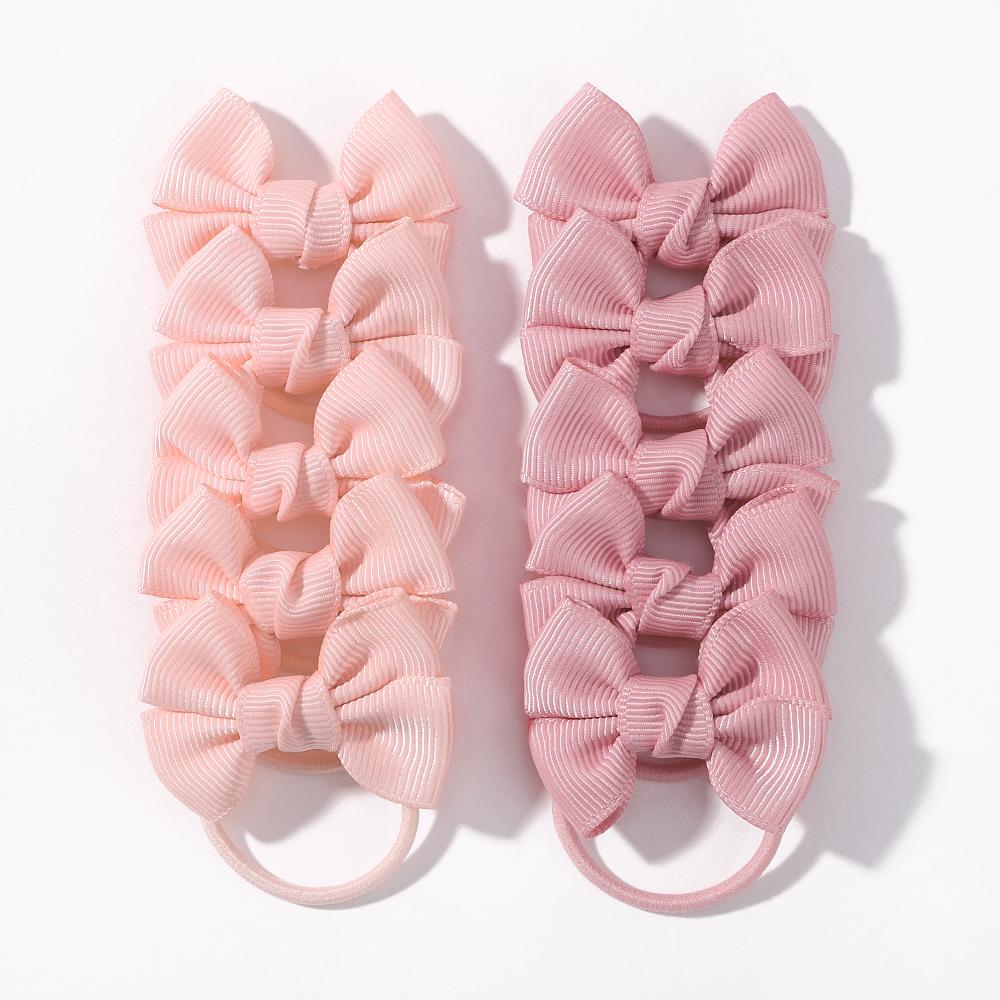 

10Pcs/lot Grosgrain Ribbon Pigtail Bows Elastic Hair Ties Hair Bands Holders New Year Hair Accessories for Baby Girls Gift