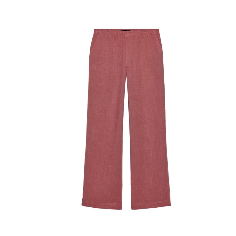 

With Belt Double Breasted V Neck Long Sleeves Outwear 5427824 Vertical Simple and Comfortable Flared Pants 5427416 Deep pink Pants L