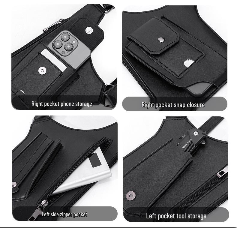 Herren Vintage Rucksack mit Unterarm Crossbody Multifunktionale Einzelschultertasche - Outdoor Handyweste Tasche