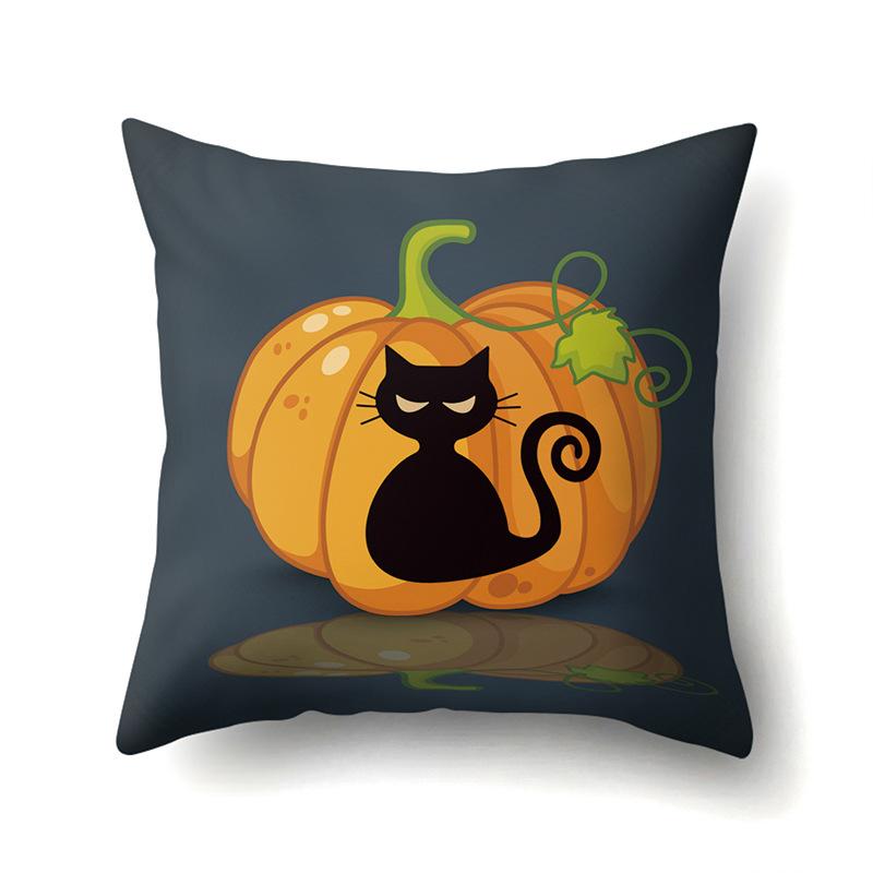 Halloween Polyester Pillow Case Car Waist Pillow Pumpkin Sofa Cushion Cover Office and Home Pillow Case