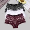 3Pcs Lace Hollow Out Boyshorts Women's Sexy Floral Panties 5 Solid Colours Underwear Letter Belt Briefs Perspective Lingerie
