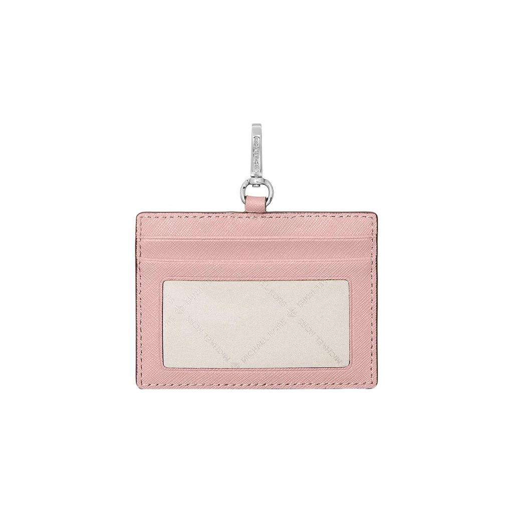 Michael Kors MK Jet Set Travel Silver Logo Detachable Strap Saffiano Leather Card Holder Women Accessories Blush-Pink 35S3STVD3L-POWDERBLUSH