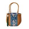2025 Women Retro Handmade Rattan Basket Fashion Embroidery Imitation Wicker Handbags Causal Woven Box Bag Lady Party Beach Bag