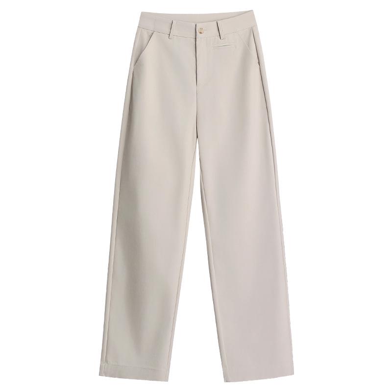 Women's Summer 2025 Cotton Slim-Fit High-Waisted Wide-Leg Cropped Pants