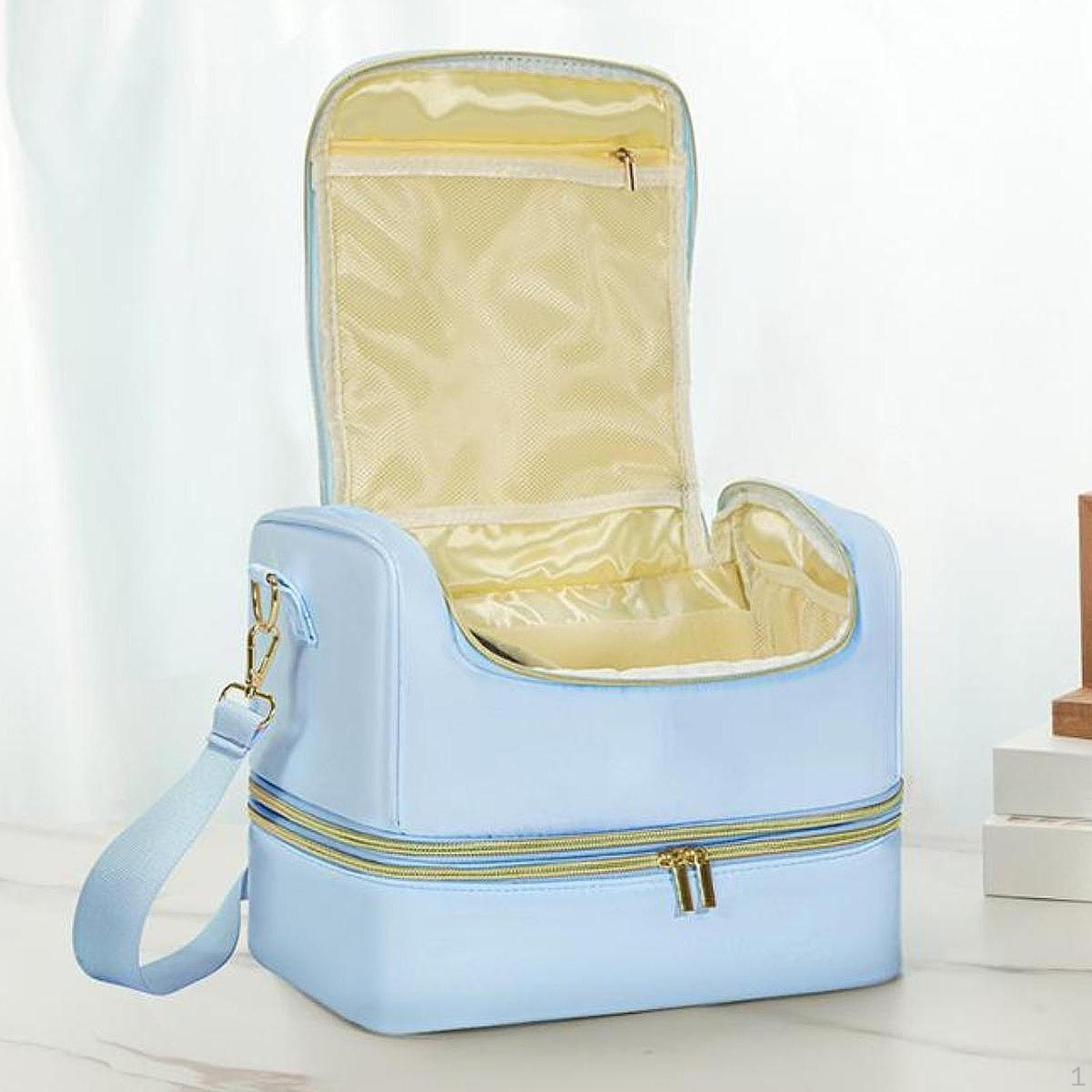 

Сумка для переноски лака для ногтей, дорожный органайзер для ногтей, 2 уровня синий