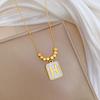 Square Brick Shell H Letter Temperament Personality Minimalist Furnace Real Gold Female Collarbone Necklace