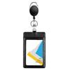 Women Men Black Card Wallet Retractable Key Chain Lanyard for Keys ID Card PU Leather Bus Pass Card Case Cover Badge Holder
