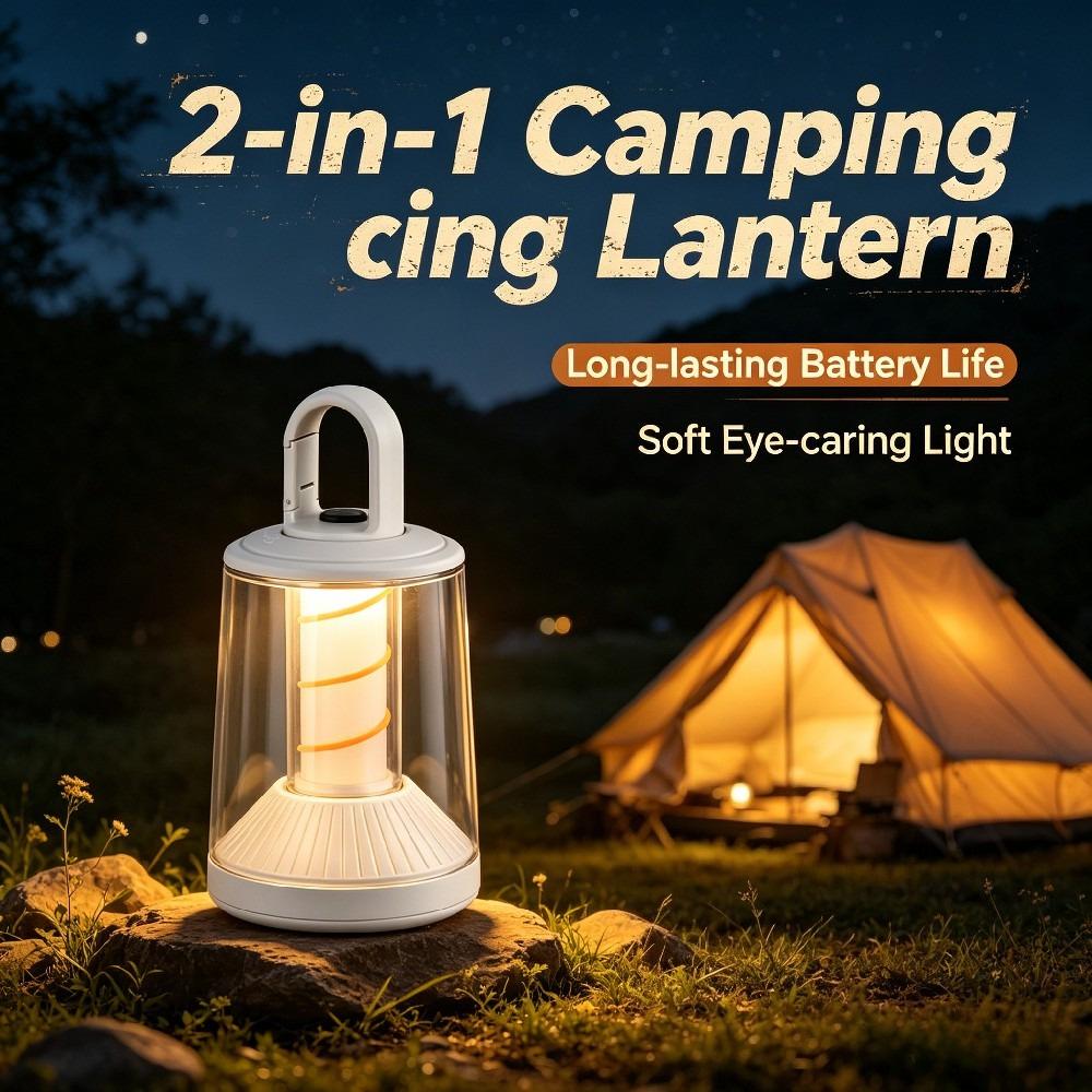 Detachable Camping Lamp Type C Charging 4 Modes Filament Breathing Light Bottom Screw Hole for Tent Bedroom