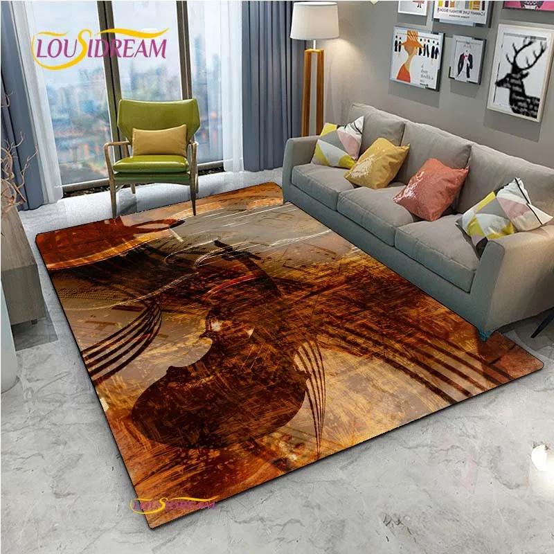 Alfombra de Vinilo con Notas Musicales Negras Vintage para Decoración de Sala de Estar Dormitorio Alfombras de Área Cocina Felpudos Antideslizantes Alfombra Regalo de Cumpleaños