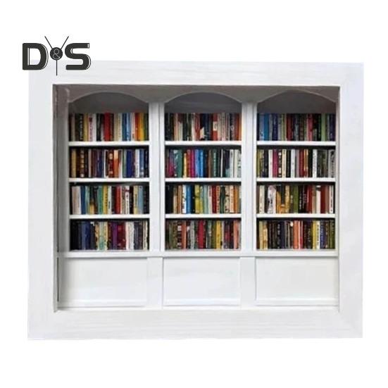 Mini knihovna pro úlevu od úzkosti Dřevěná miniaturní simulovaná polička s 200 ks Mini kniha s úlevou od stresu Hračka na stolní knihovnu pro domácí kancelář