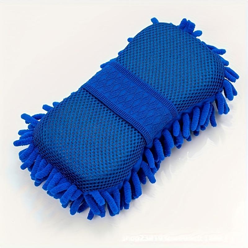 1Pc Super Absorbent Chenille Microfiber Car Wash Glove - Scratch-Free, Super Absorbent Sponge, Suitable For Car Detailing And Kitchen Cleaning синий