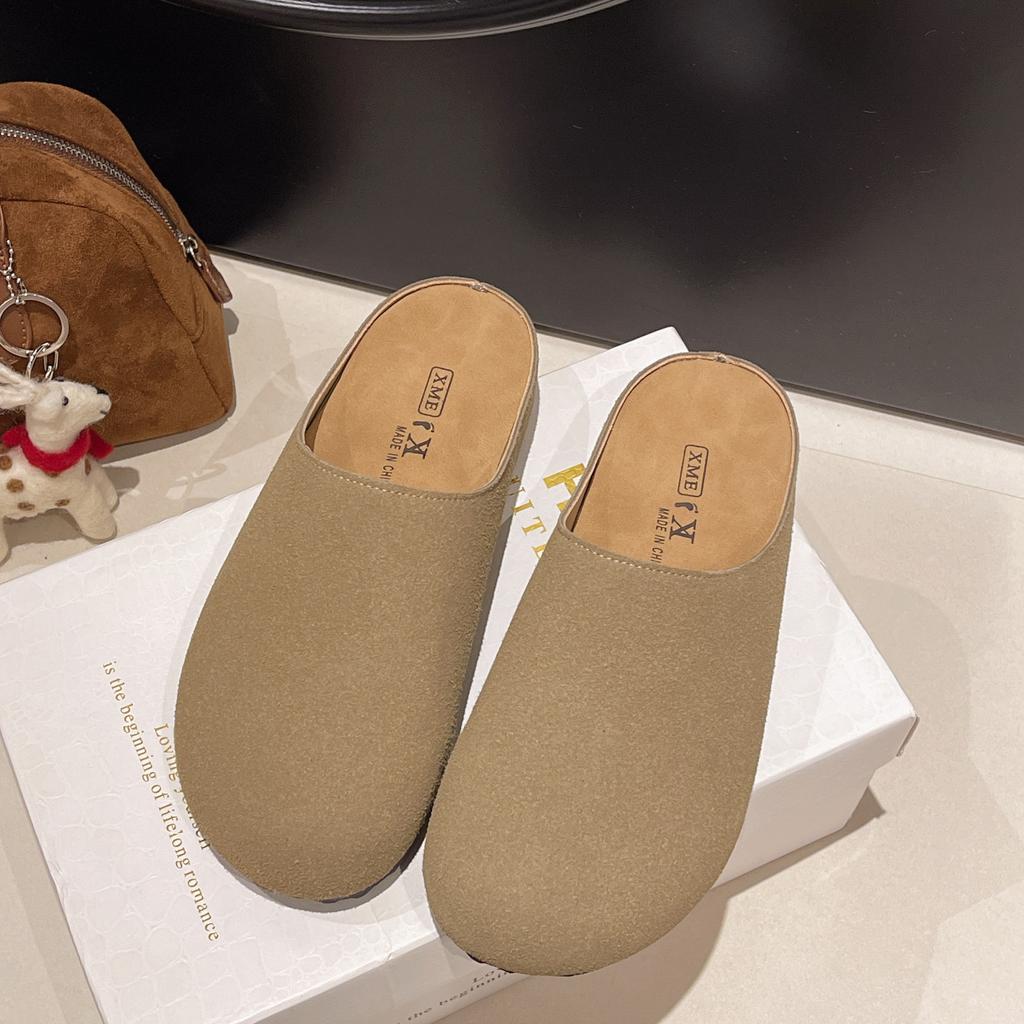 Baotou Slippers Women's Outer Wear Spring and Summer New Soft Sole Height Increase One Pedal Lazy Shoes Half Slippers