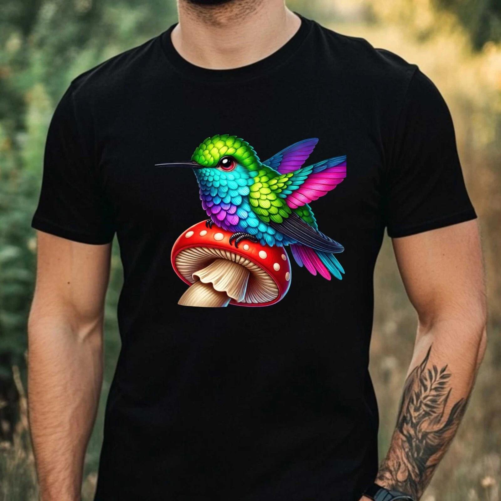 T-Shirt Herren Kolibri Motiv Baumwolle Größe XS bis 5XL L