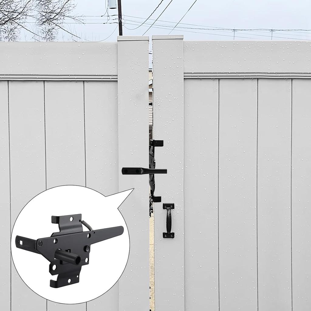WellMade Heavy Duty Self-Locking Gate Latch for Wooden Fence, Post Mount Automatic Gravity Lever Door Latches for Garden Outdoor/Pool Gate, Metal