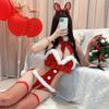 Christmas Sexy Cosplay Santa Bunny Girl Rabbit Extreme Erotic Leotard Costume Cute Temptation Ladies Present Bow Tie One Size Fishnet Tights Headband