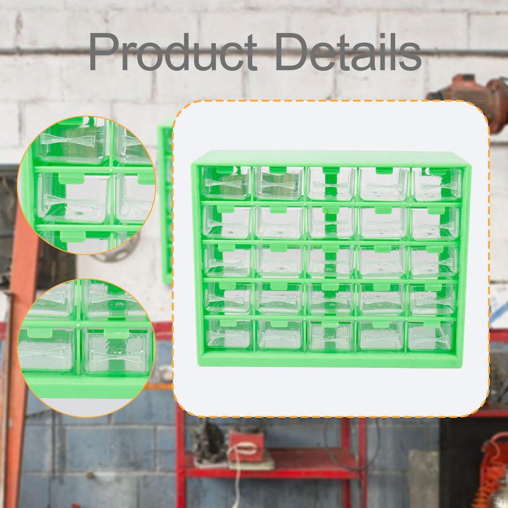 Components Organizer 25 Compartment Screws Storage Bin Craft Cabinet for Garage Workshop