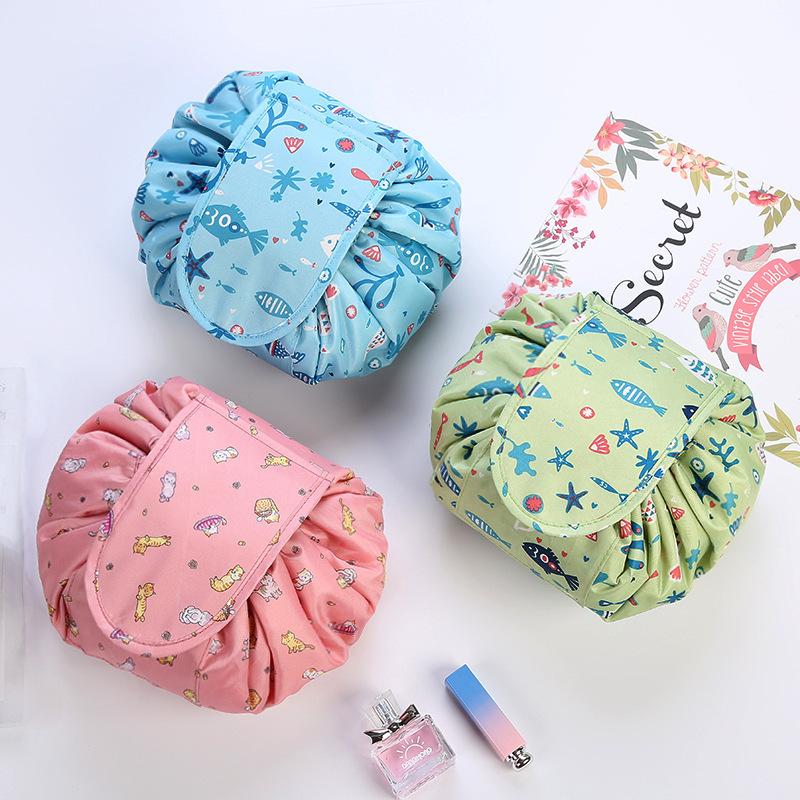 Korean Big Drawstring Capacity Cosmetic Bag Makeup Bag Waterproof Toiletries Storage Bags Travel Kit Ladies Beauty Bag Organizer
