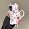 KEYSION Cute Ear Cartoon Case for OPPO A58 4G A38 A18 with Lanyard Soft Silicone+PC Shockproof Phone Back Cover for OPPO A17 A17K