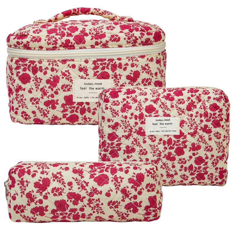 2023 Floral Cute Cotton Makeup & Toiletry Bag - Small, Fresh, Portable Storage Case