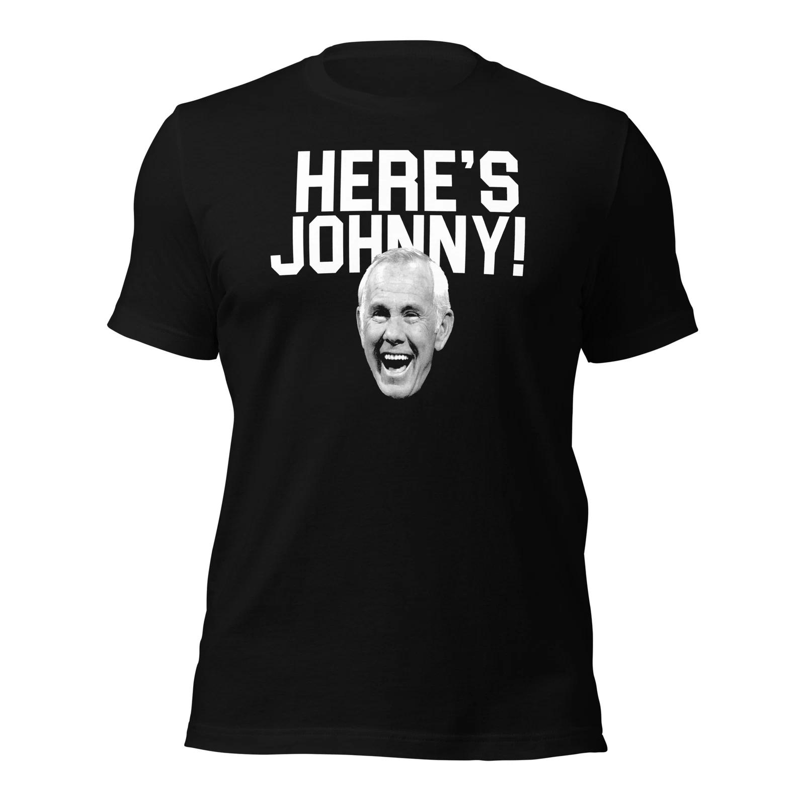 

Here s Johnny Carson Black Graphic Tee Shirt Unisex 100% Cotton T-shirt Mens Tees Top 4XL