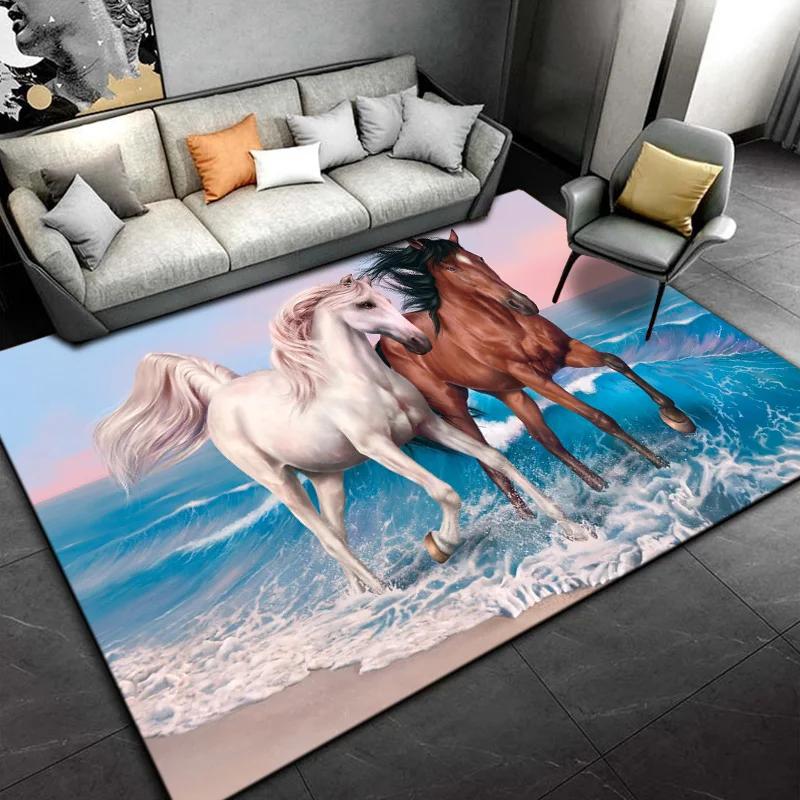 Horse Pentium Art Print Carpet Children's Play Room Carpet Living Room Bedroom Carpet Anti-slip Door Mat Birthday Gift  Sonic