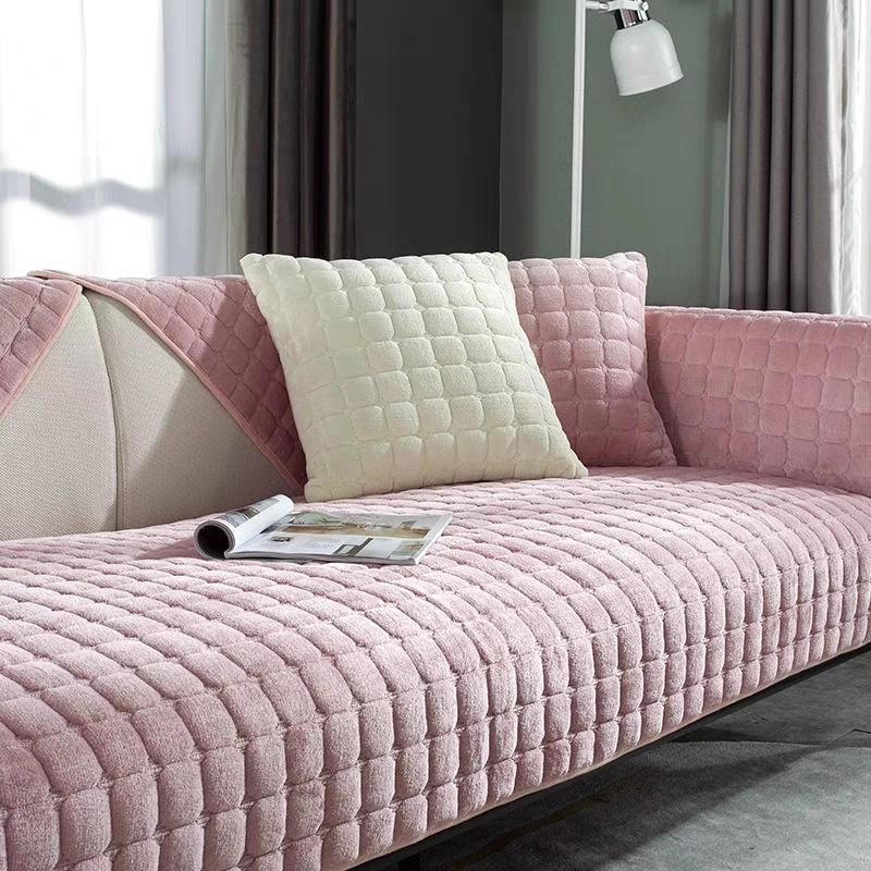 Thickened Plush Sofa Cushion Non-Slip Seat Cushion Autumn And Winter Flannel Warm Sofa Cover Towel  Labeling