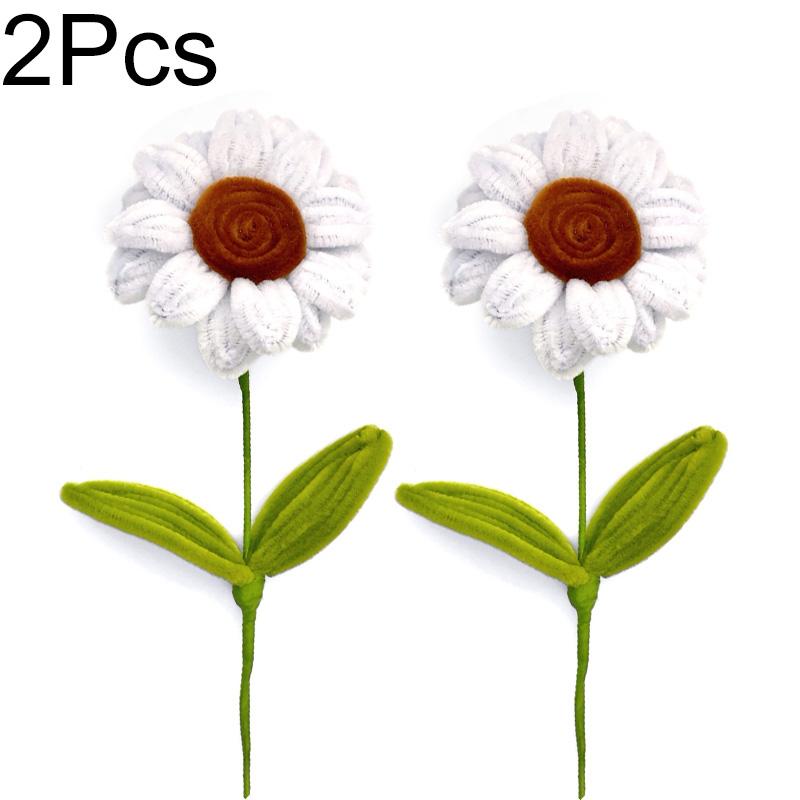 2Pcs Pipe Cleaner 35CM Artificial Flowers Home Decor Finished Flowers Handmade African Sunflower Bouquet Woven Flower