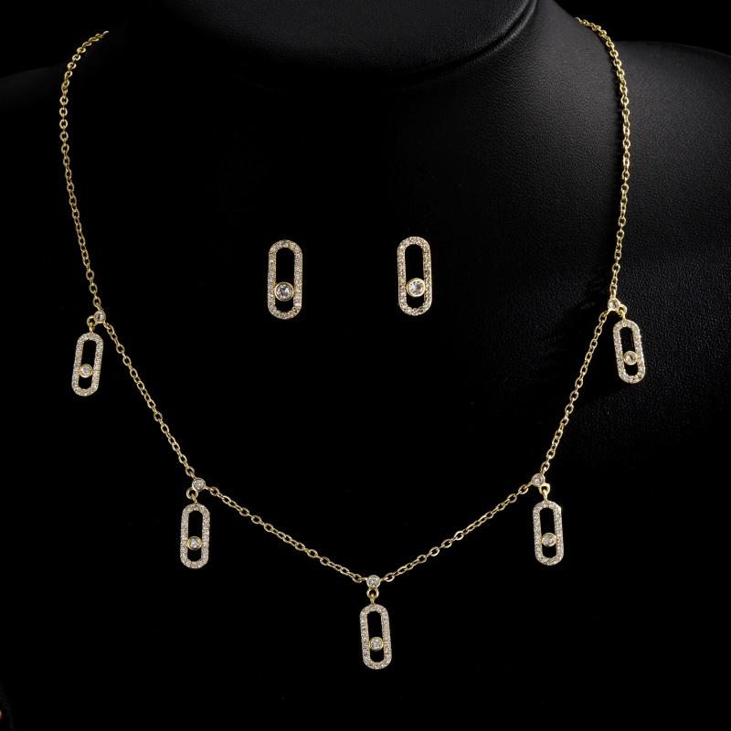 Exquisite ovale baumelnde Anhänger-Sets für Frauen, Mode, Büroklammer, Zirkonia, Ohrringe, Halskette, Schmuck, Mädchen, Party, Geschenke