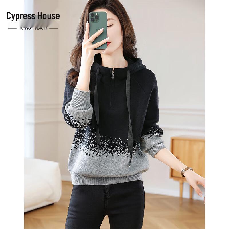 

Sibaish Women s Raglan Sleeve Hooded Gradient Knit Top M