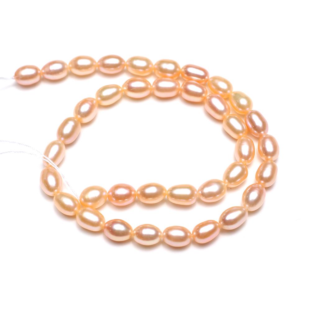 1String, Chic White Pink Purple 7-8mm Rice Artificial Pearl Beads for DIY Jewelry, Valentine's Day, Wedding Decorations - Elegant Craft Supplies 36cm