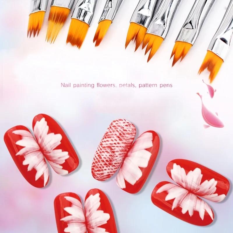 8 PCS/Set Nail Brushes Painting Pen Pink Petal Drawing Dotting Pen for Nail Design Acrylic Gel Polish Manicure Hand Drawn Tools
