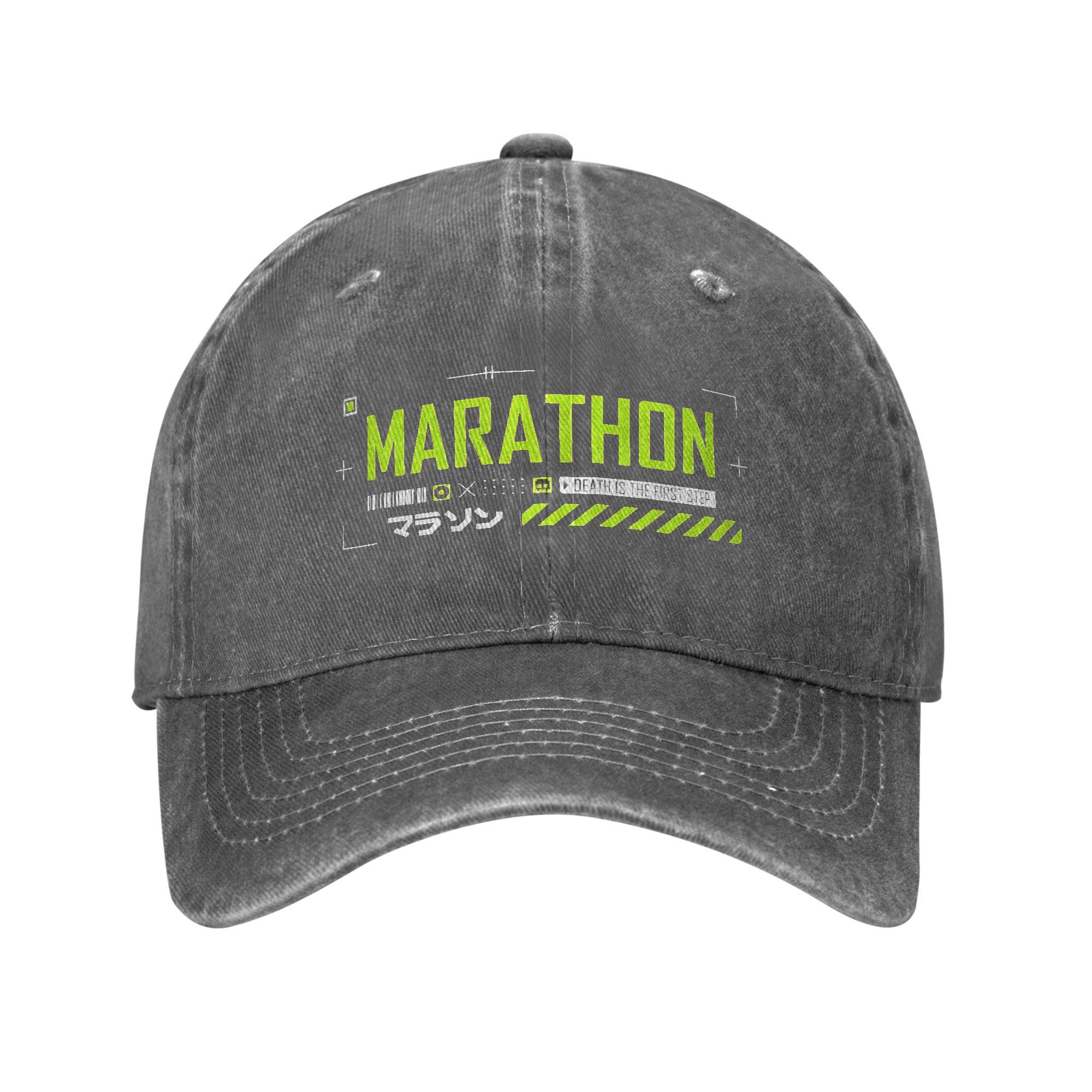 Men Women Game Marathon Printed Hats Casual Distressed Denim Baseball Cap Adjustable Adjustable