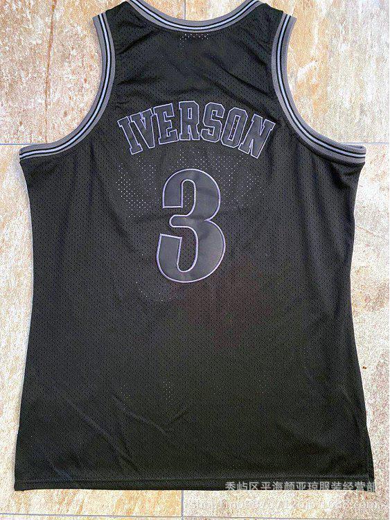 [Camisola dos 76ers] Não. 3 Iverson Camisa de Basquete Densa Totalmente Bordada