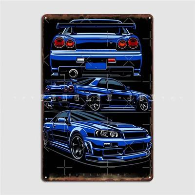 Skyline R34 Gtr Metallplakat Poster Club Garage Club Personalisierte Wandmalerei Blechschild Poster