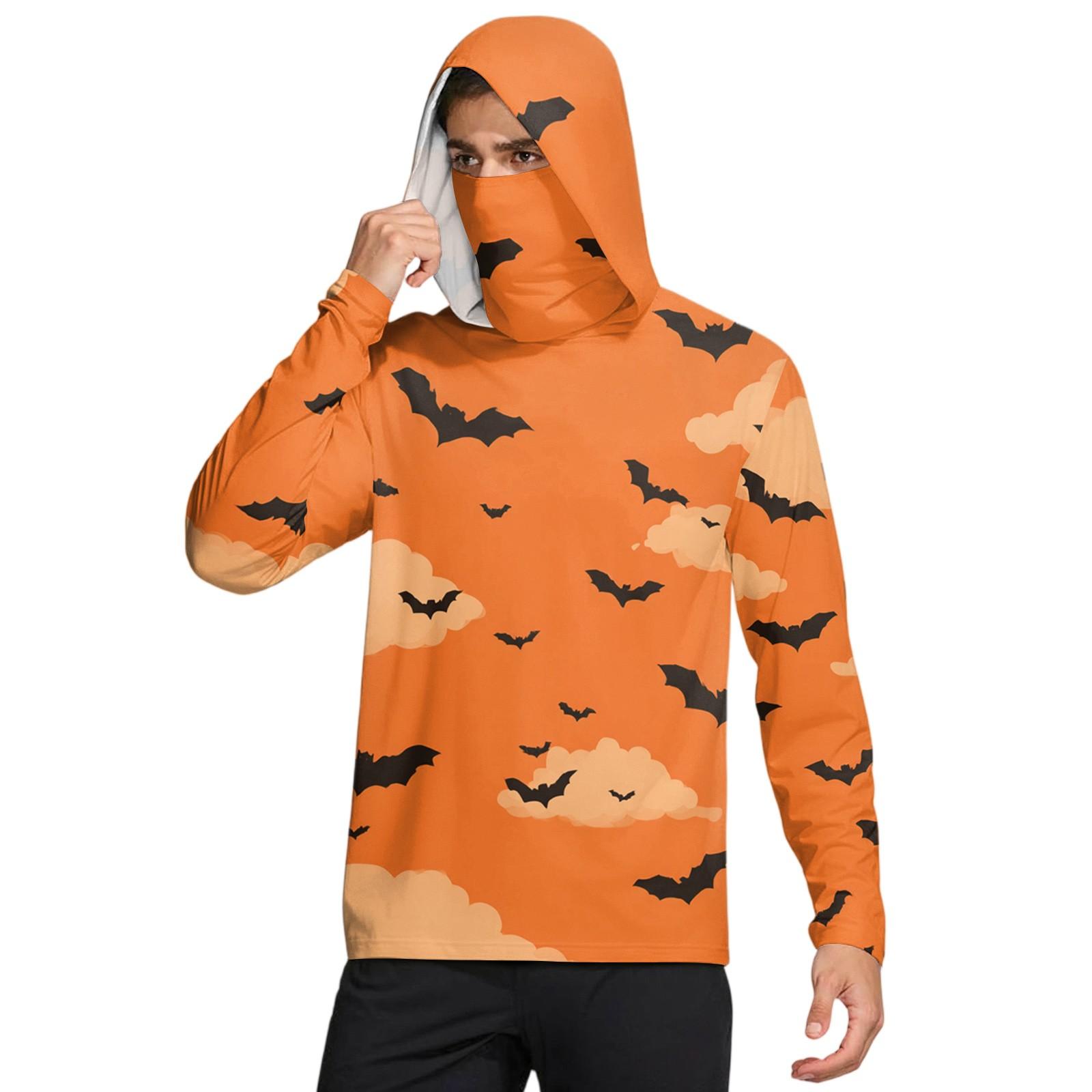 

Мужская рубашка с защитой от солнца UPF50+, быстросохнущая рубашка с длинным рукавом, рубашка для бега, тренировок, рыбалки M оранжевый