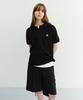 Deonseuteu Unisex Leather Logo Polo Shirt_Udts6B122_Black