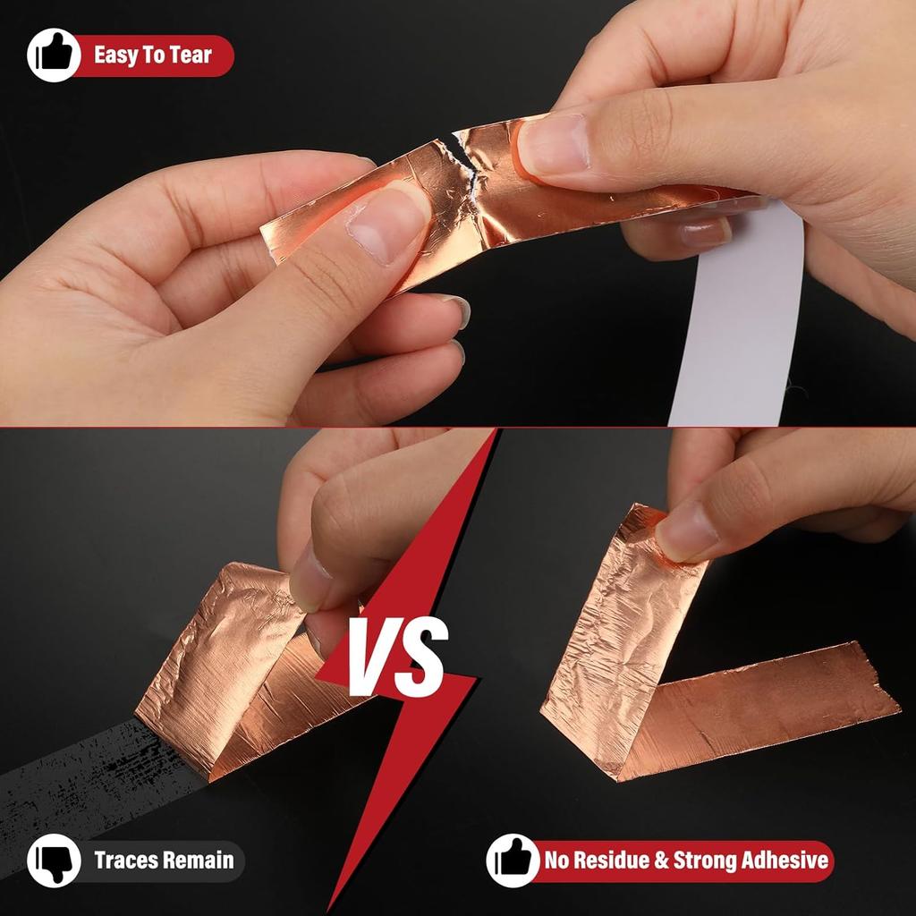1 szt. Taśma z folii miedzianej Pasek przewodzący z dwustronnym klejem przewodzącym Ekranowanie EMI do obwodów Rękodzieło DIY Lutowanie