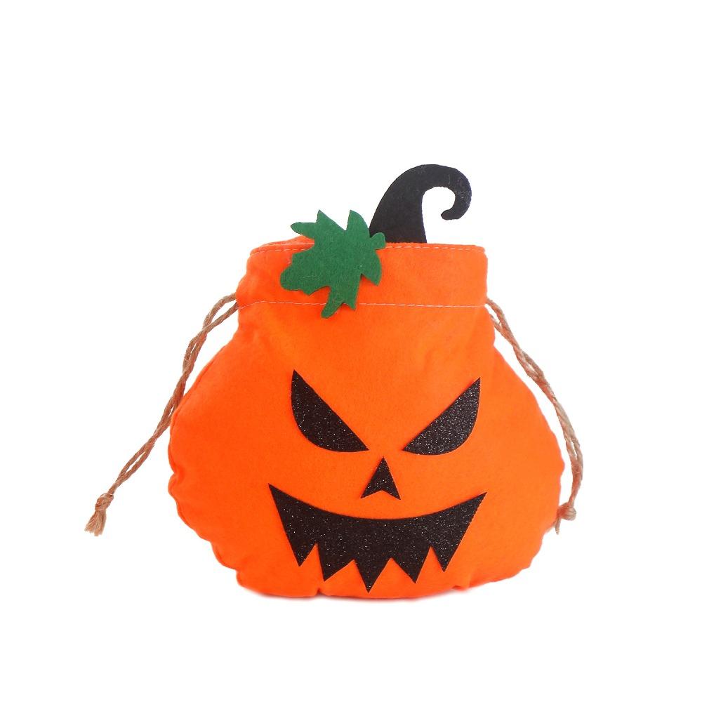 Portable Halloween Pumpkin Bag Drawstring Candy Bag Pumpkin Buckets Gift Bag  Holiday Party Decor