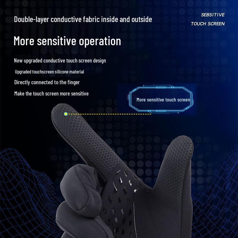 Men's and Women's Winter Cycling Touchscreen Gloves - Windproof, Warm, Waterproof, Silicone-Grip for Outdoor Sports & Fishing.