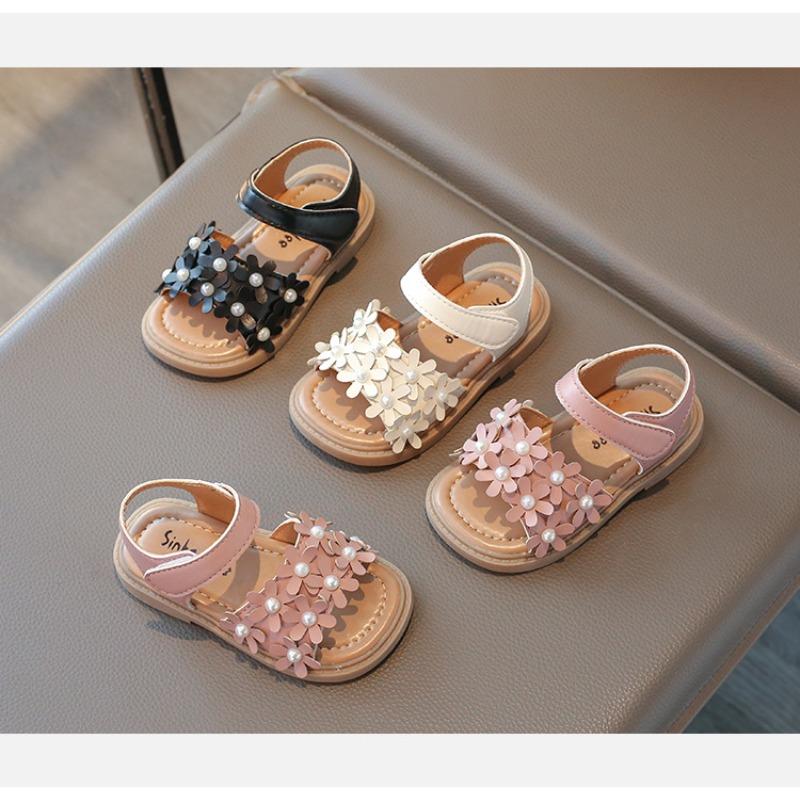 New Summer Girls Shoes, Floral Princess Korean Style Beach Sandals, Soft Sole Toddler Baby Sandals