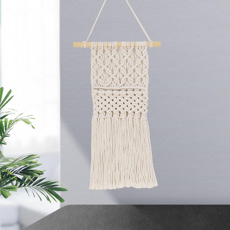 Storage Net Pocket Tapestry Wall Decor Bohemian Cotton Rope Woven Hanging Storage Net Bag Tapestry For Living Room