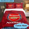Custom Name Arse-nal Football Crest Bedding Set 3pcs, Bedding Set Including 1pc Duvet Cover And 2pcs Pillowcases for Bedroom, Dormitory Gift
