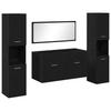 Bathroom Furniture Set 4 Pcs Black Oak Effect Wood Based Material