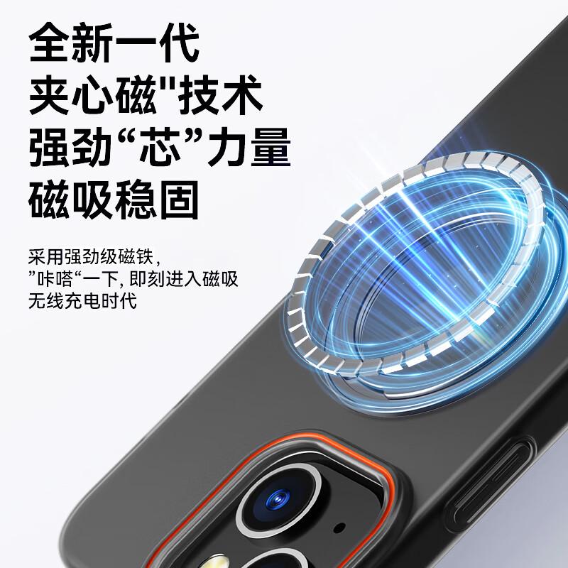 Decompression Magnetic Rotating StandIPhone 15 Case, Soft Sand Skin-Like Translucent Light Thin Simple Hard, Matte Black