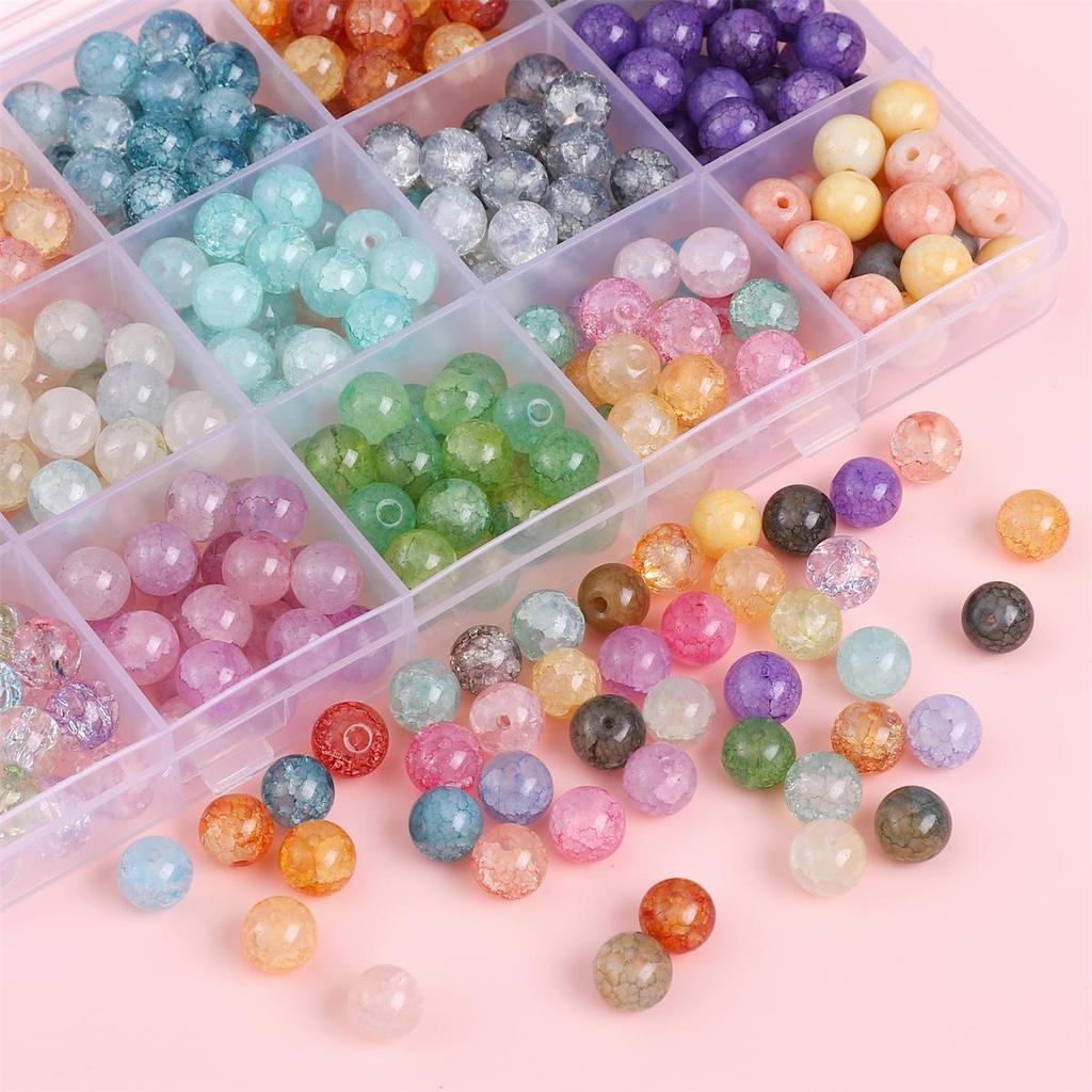 8mm Colorful Glass Crack Beads For Jewelry Making DIY Necklace Bracelet Phone Chain Lighting