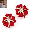 Elegant Flower Sea Star Shiny Rhinestone Ear Stud Earring Wedding Bridal Jewelry