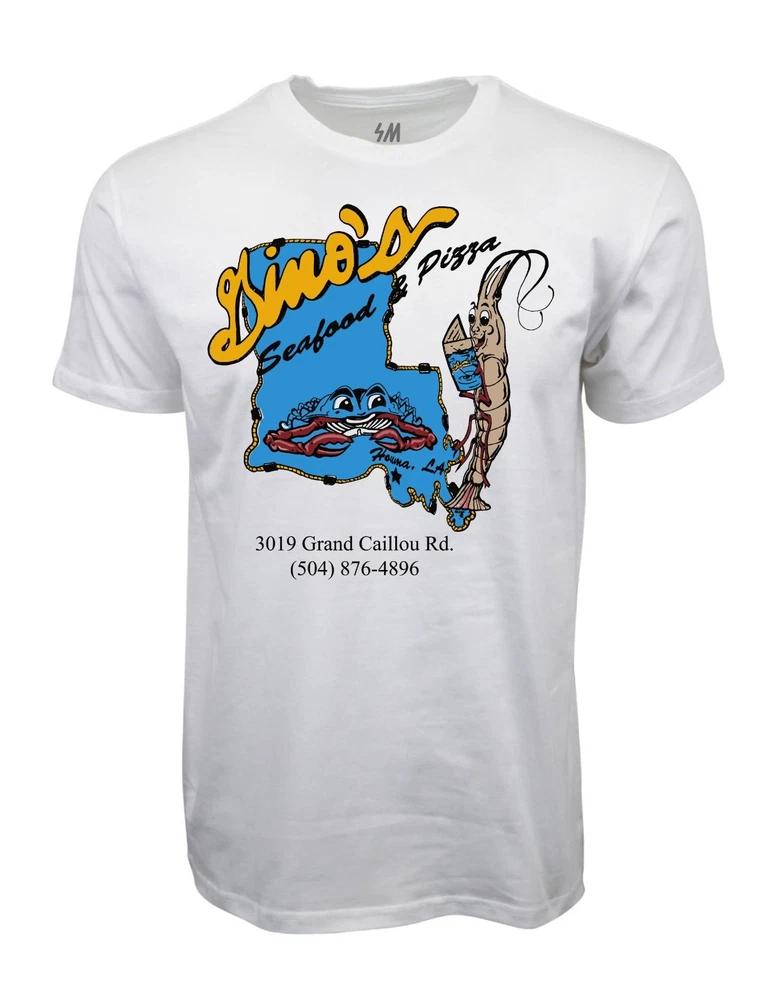 90s Dinos Seafood And Pizza White TShirt S
